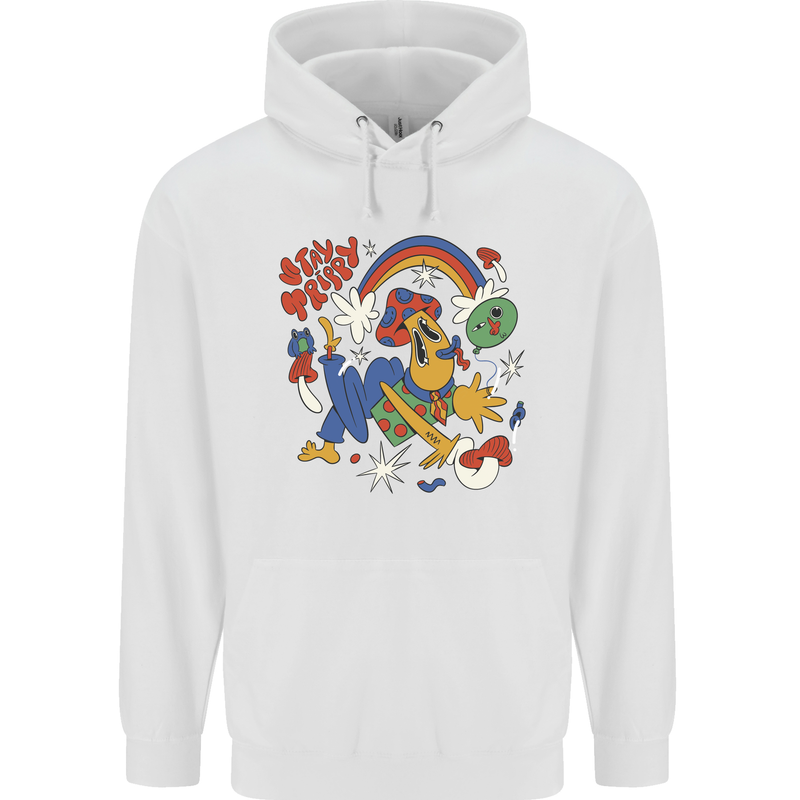 Stay Trippy Magic Mushrooms LSD Childrens Kids Hoodie White
