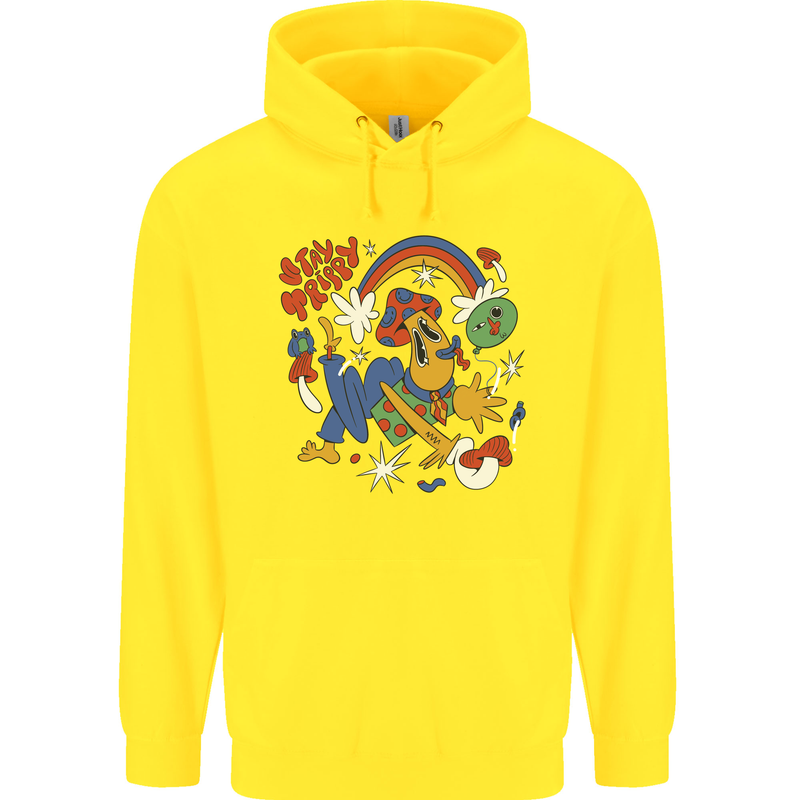 Stay Trippy Magic Mushrooms LSD Childrens Kids Hoodie Yellow