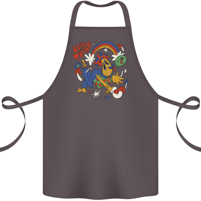 Stay Trippy Magic Mushrooms LSD Cotton Apron 100% Organic Dark Grey