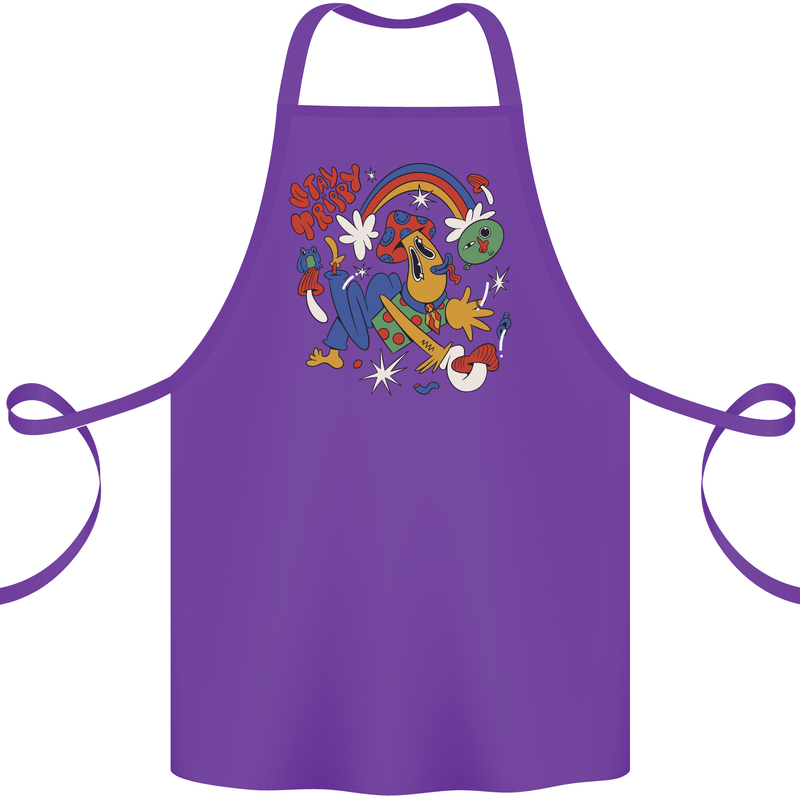 Stay Trippy Magic Mushrooms LSD Cotton Apron 100% Organic Purple