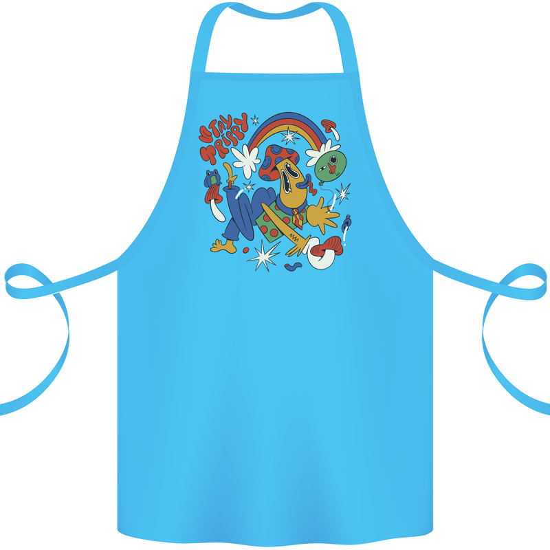 Stay Trippy Magic Mushrooms LSD Cotton Apron 100% Organic Turquoise