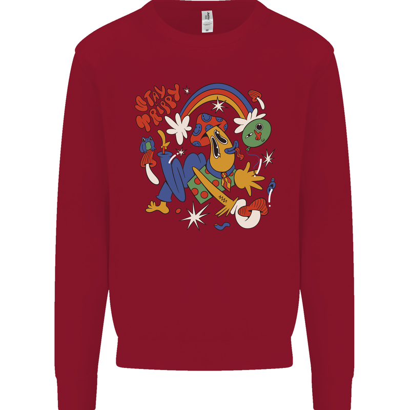 Stay Trippy Magic Mushrooms LSD Kids Sweatshirt Jumper Red