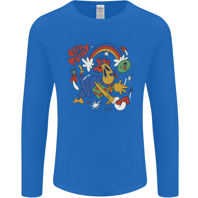 Stay Trippy Magic Mushrooms LSD Mens Long Sleeve T-Shirt Royal Blue