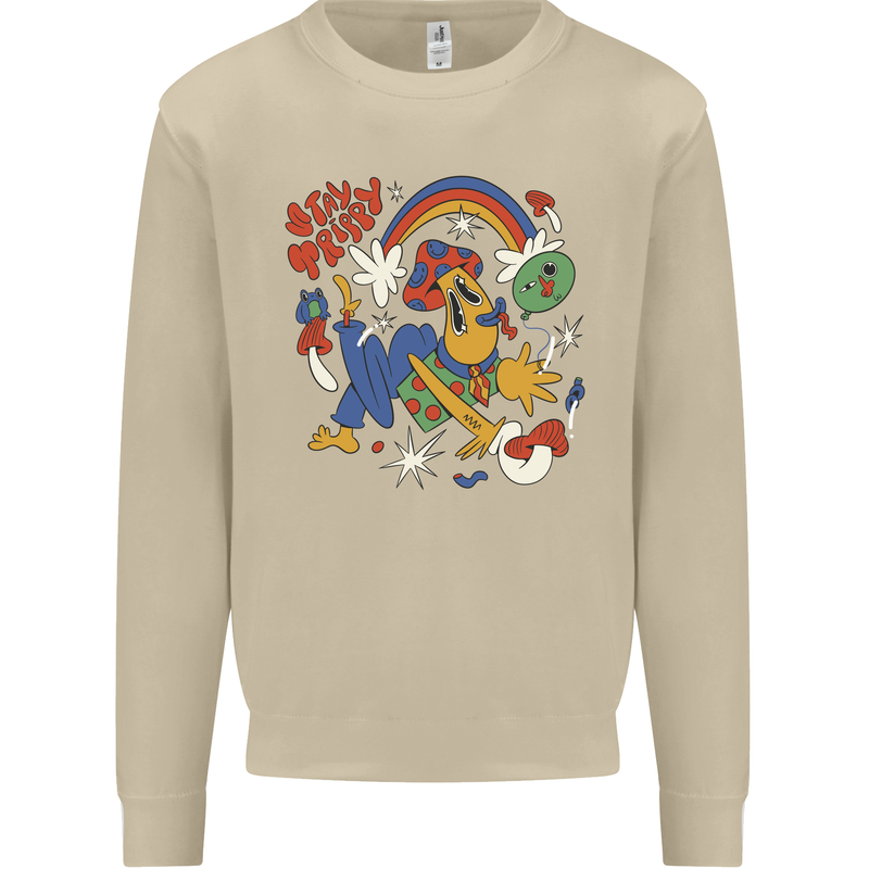 Stay Trippy Magic Mushrooms LSD Mens Sweatshirt Jumper Sand