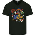 Stay Trippy Magic Mushrooms LSD Mens V-Neck Cotton T-Shirt Black
