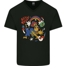 Stay Trippy Magic Mushrooms LSD Mens V-Neck Cotton T-Shirt Black