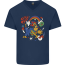 Stay Trippy Magic Mushrooms LSD Mens V-Neck Cotton T-Shirt Navy Blue