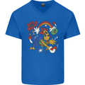 Stay Trippy Magic Mushrooms LSD Mens V-Neck Cotton T-Shirt Royal Blue