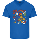 Stay Trippy Magic Mushrooms LSD Mens V-Neck Cotton T-Shirt Royal Blue