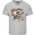 Stay Trippy Magic Mushrooms LSD Mens V-Neck Cotton T-Shirt Sports Grey