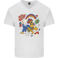 Stay Trippy Magic Mushrooms LSD Mens V-Neck Cotton T-Shirt White