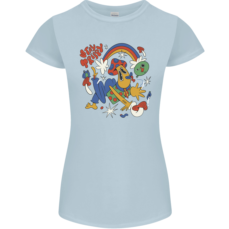 Stay Trippy Magic Mushrooms LSD Womens Petite Cut T-Shirt Light Blue