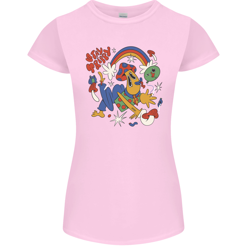 Stay Trippy Magic Mushrooms LSD Womens Petite Cut T-Shirt Light Pink