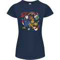 Stay Trippy Magic Mushrooms LSD Womens Petite Cut T-Shirt Navy Blue
