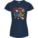 Stay Trippy Magic Mushrooms LSD Womens Petite Cut T-Shirt Navy Blue