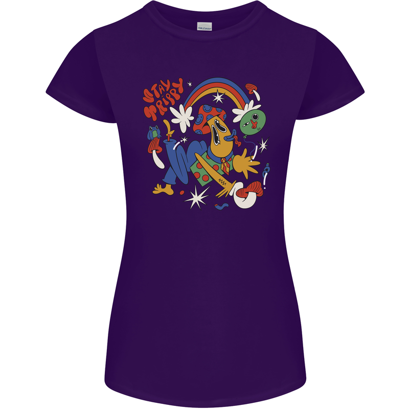 Stay Trippy Magic Mushrooms LSD Womens Petite Cut T-Shirt Purple