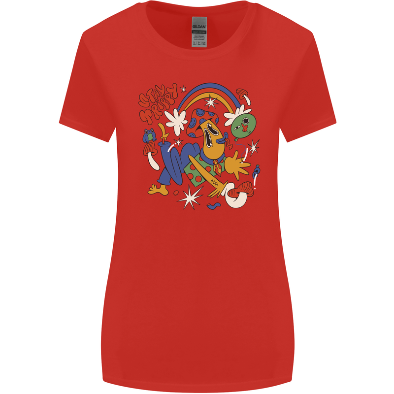 Stay Trippy Magic Mushrooms LSD Womens Wider Cut T-Shirt Red