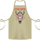 Steak House BBQ Cow Skull Grill Beef Food Cotton Apron 100% Organic Khaki