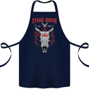 Steak House BBQ Cow Skull Grill Beef Food Cotton Apron 100% Organic Navy Blue