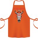 Steak House BBQ Cow Skull Grill Beef Food Cotton Apron 100% Organic Orange