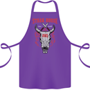 Steak House BBQ Cow Skull Grill Beef Food Cotton Apron 100% Organic Purple