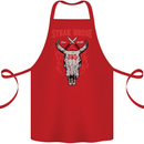 Steak House BBQ Cow Skull Grill Beef Food Cotton Apron 100% Organic Red