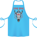 Steak House BBQ Cow Skull Grill Beef Food Cotton Apron 100% Organic Turquoise