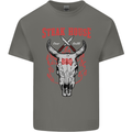Steak House BBQ Cow Skull Grill Beef Food Mens Cotton T-Shirt Tee Top Charcoal