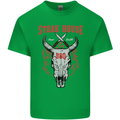 Steak House BBQ Cow Skull Grill Beef Food Mens Cotton T-Shirt Tee Top Irish Green
