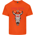 Steak House BBQ Cow Skull Grill Beef Food Mens Cotton T-Shirt Tee Top Orange