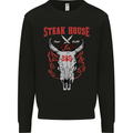Steak House BBQ Cow Skull Grill Beef Food Mens Sweatshirt Jumper Black