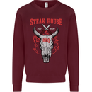 Steak House BBQ Cow Skull Grill Beef Food Mens Sweatshirt Jumper Maroon