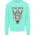 Steak House BBQ Cow Skull Grill Beef Food Mens Sweatshirt Jumper Peppermint