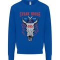 Steak House BBQ Cow Skull Grill Beef Food Mens Sweatshirt Jumper Royal Blue