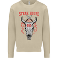 Steak House BBQ Cow Skull Grill Beef Food Mens Sweatshirt Jumper Sand