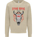 Steak House BBQ Cow Skull Grill Beef Food Mens Sweatshirt Jumper Sand
