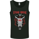 Steak House BBQ Cow Skull Grill Beef Food Mens Vest Tank Top Black