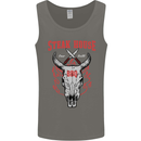 Steak House BBQ Cow Skull Grill Beef Food Mens Vest Tank Top Charcoal