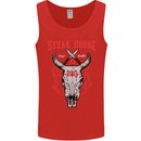 Steak House BBQ Cow Skull Grill Beef Food Mens Vest Tank Top Red