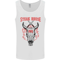 Steak House BBQ Cow Skull Grill Beef Food Mens Vest Tank Top White