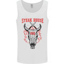 Steak House BBQ Cow Skull Grill Beef Food Mens Vest Tank Top White