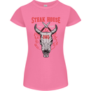 Steak House BBQ Cow Skull Grill Beef Food Womens Petite Cut T-Shirt Azalea