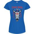 Steak House BBQ Cow Skull Grill Beef Food Womens Petite Cut T-Shirt Royal Blue