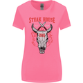 Steak House BBQ Cow Skull Grill Beef Food Womens Wider Cut T-Shirt Azalea