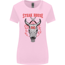 Steak House BBQ Cow Skull Grill Beef Food Womens Wider Cut T-Shirt Light Pink