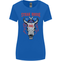 Steak House BBQ Cow Skull Grill Beef Food Womens Wider Cut T-Shirt Royal Blue