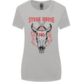 Steak House BBQ Cow Skull Grill Beef Food Womens Wider Cut T-Shirt Sports Grey