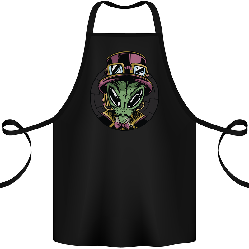 Steampunk Alien Cotton Apron 100% Organic Black