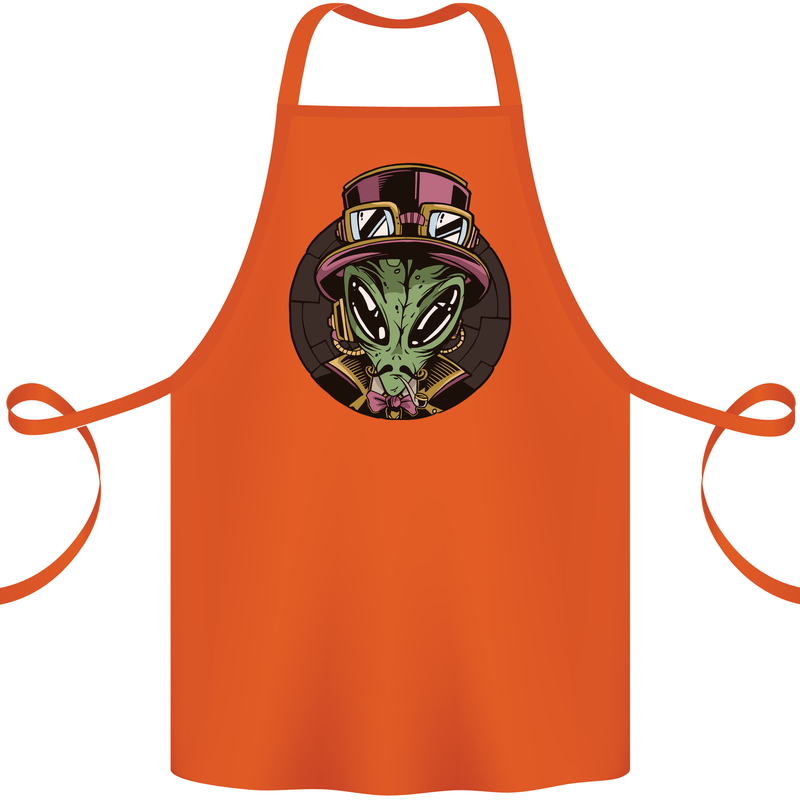 Steampunk Alien Cotton Apron 100% Organic Orange