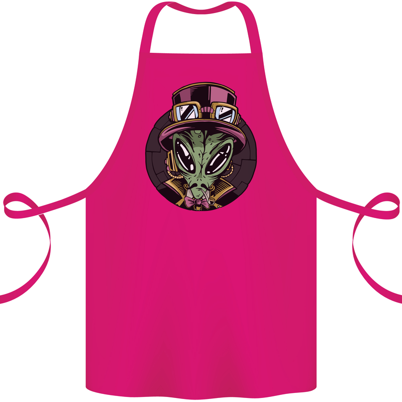 Steampunk Alien Cotton Apron 100% Organic Pink
